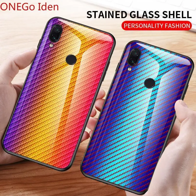 Mode Sag For Meizu Note 9 Tilfælde Hårdt Hærdet glas Gradient carbon fiber beskyttende dække for meizu 16XS 16S telefon shell 4