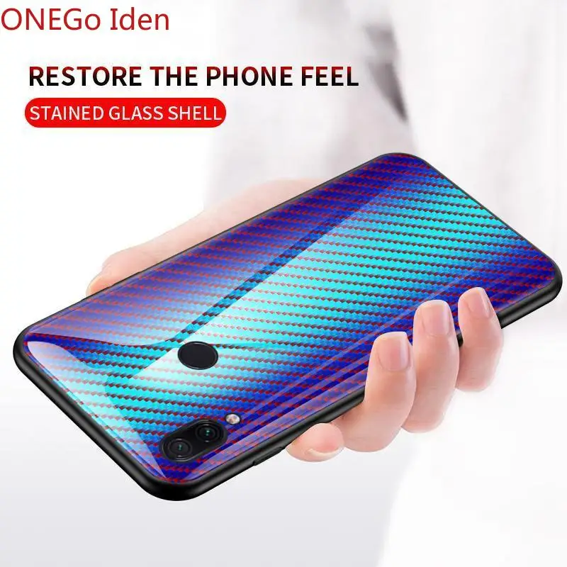 Mode Sag For Meizu Note 9 Tilfælde Hårdt Hærdet glas Gradient carbon fiber beskyttende dække for meizu 16XS 16S telefon shell 5