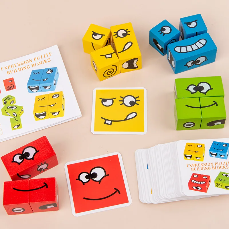 Baby Gåder Toy Ansigt Skiftende Cube Børn Børn Interessante Ansigter Tidlig Uddannelse Træning Af Logisk Tænkning Udfordring Brætspil 2