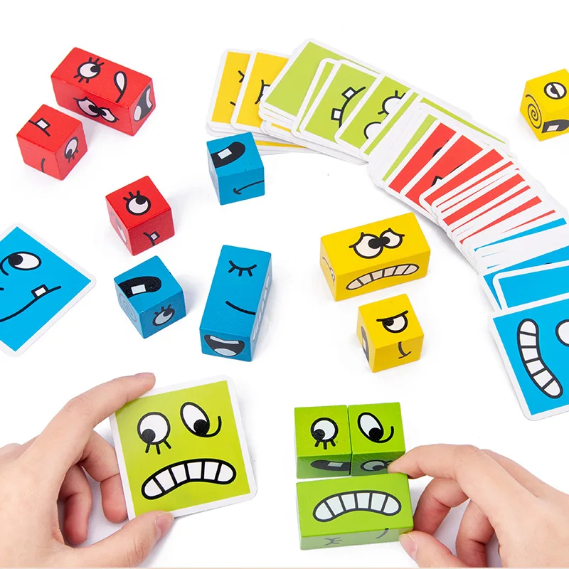 Baby Gåder Toy Ansigt Skiftende Cube Børn Børn Interessante Ansigter Tidlig Uddannelse Træning Af Logisk Tænkning Udfordring Brætspil 3