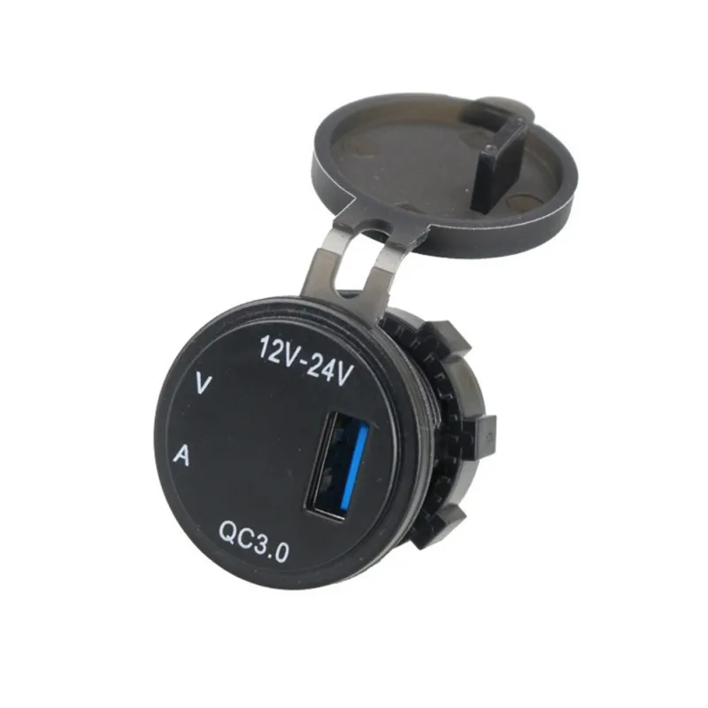 3-I-1-USB-Oplader til Stikkontakt Power Charger LED Digitalt Display Universal QC 3.0 5V 3A til Bil, Motorcykel, Bil Tilbehør 3