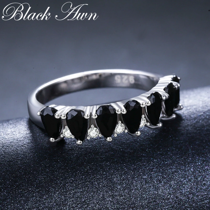[BLACK AWN] Ren 925 Sterling Sølv Finger Ring Smykker, Trendy Vand-drop forlovelsesringe for Kvinder G097 0
