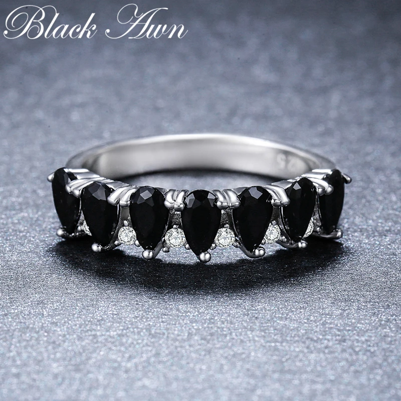 [BLACK AWN] Ren 925 Sterling Sølv Finger Ring Smykker, Trendy Vand-drop forlovelsesringe for Kvinder G097 4