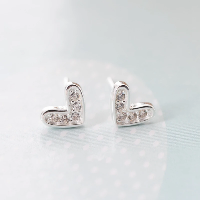 925 sterling sølv hjerte zircon stud øreringe er enkle trendy design vilde personlighed øreringe til kvinder 2018 charms smykker gave 1