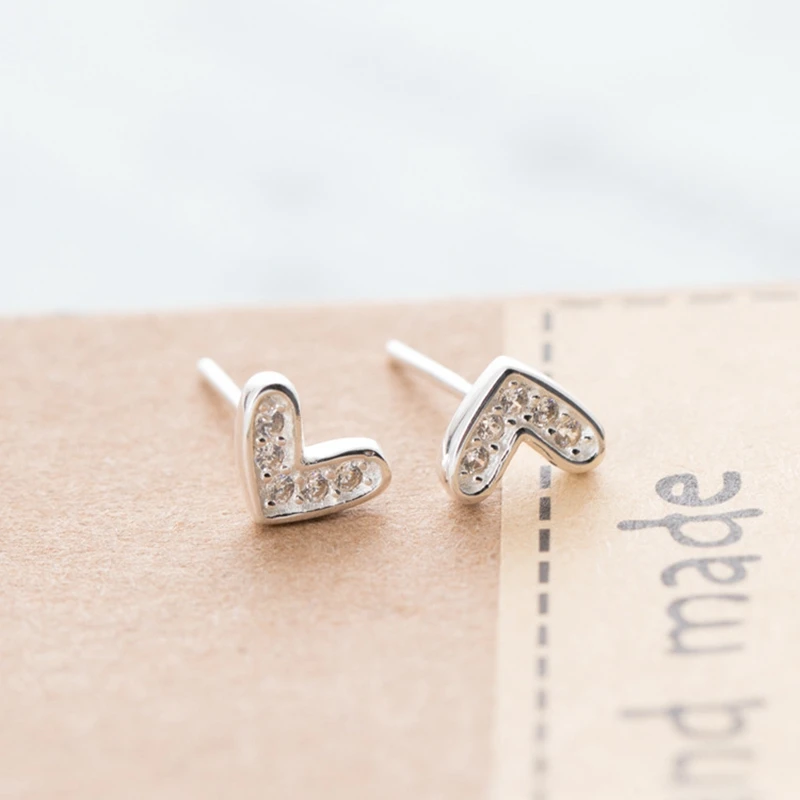 925 sterling sølv hjerte zircon stud øreringe er enkle trendy design vilde personlighed øreringe til kvinder 2018 charms smykker gave 2