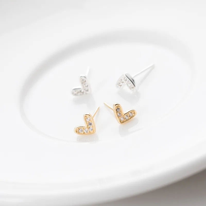 925 sterling sølv hjerte zircon stud øreringe er enkle trendy design vilde personlighed øreringe til kvinder 2018 charms smykker gave 5