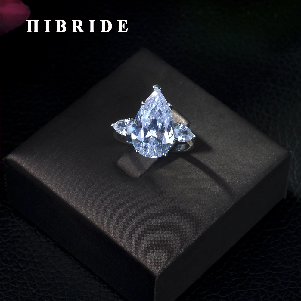 HIBRIDE Berømte Designer Trendy Kvinder Smykker Stor Cubic Zirconia Bryllup Engagement Crown Ringe Til Brude, R-14 5