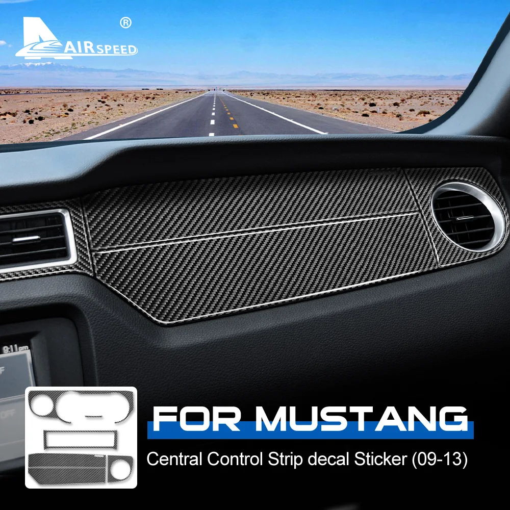 FLYVEHASTIGHED kulfiber for Ford Mustang 2009-2013 Tilbehør til Mustang Interiør Trim Central Kontrol Strip Dække Decal Sticker 3