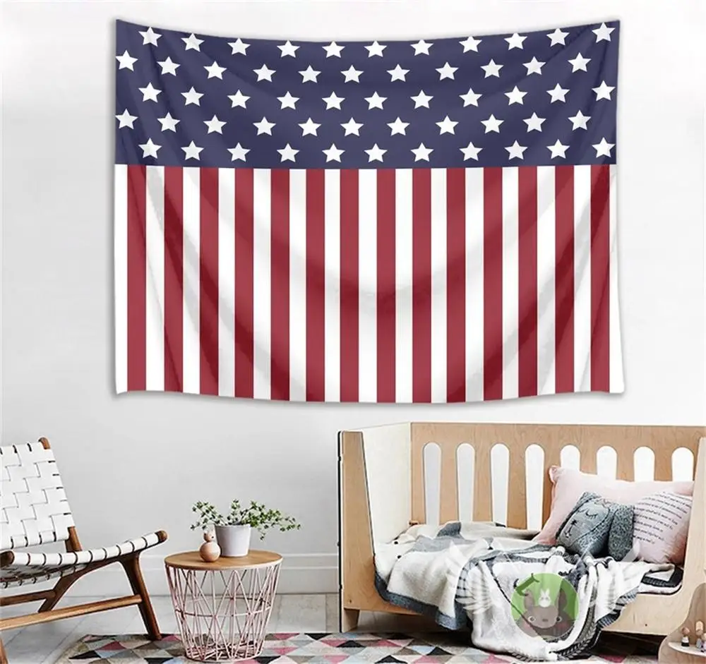 Stjerner og Striber Amerikanske Flag Trykt Gobelin Kunst dug Independence Day Gobelin Strand Håndklæde Væggen Hænger Tæppe 4