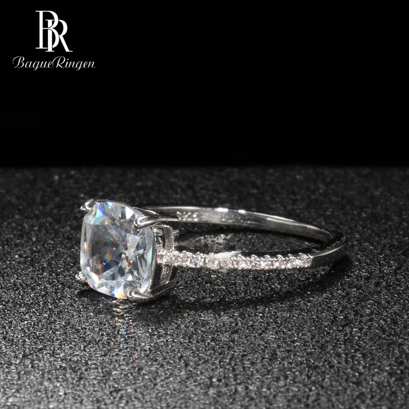 Bague Ringen Classic Silver 925 Smykker til Kvinder forlovelsesringe Pladsen Gemstones Geometri AAA Zircon Prinsesse Bryllup Gave 2