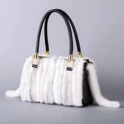 NYE Fall Winter hot salg real Mink hair+ægte læder kvinder skuldertaske tote varm håndtasker til piger bolsa feminina damer 1