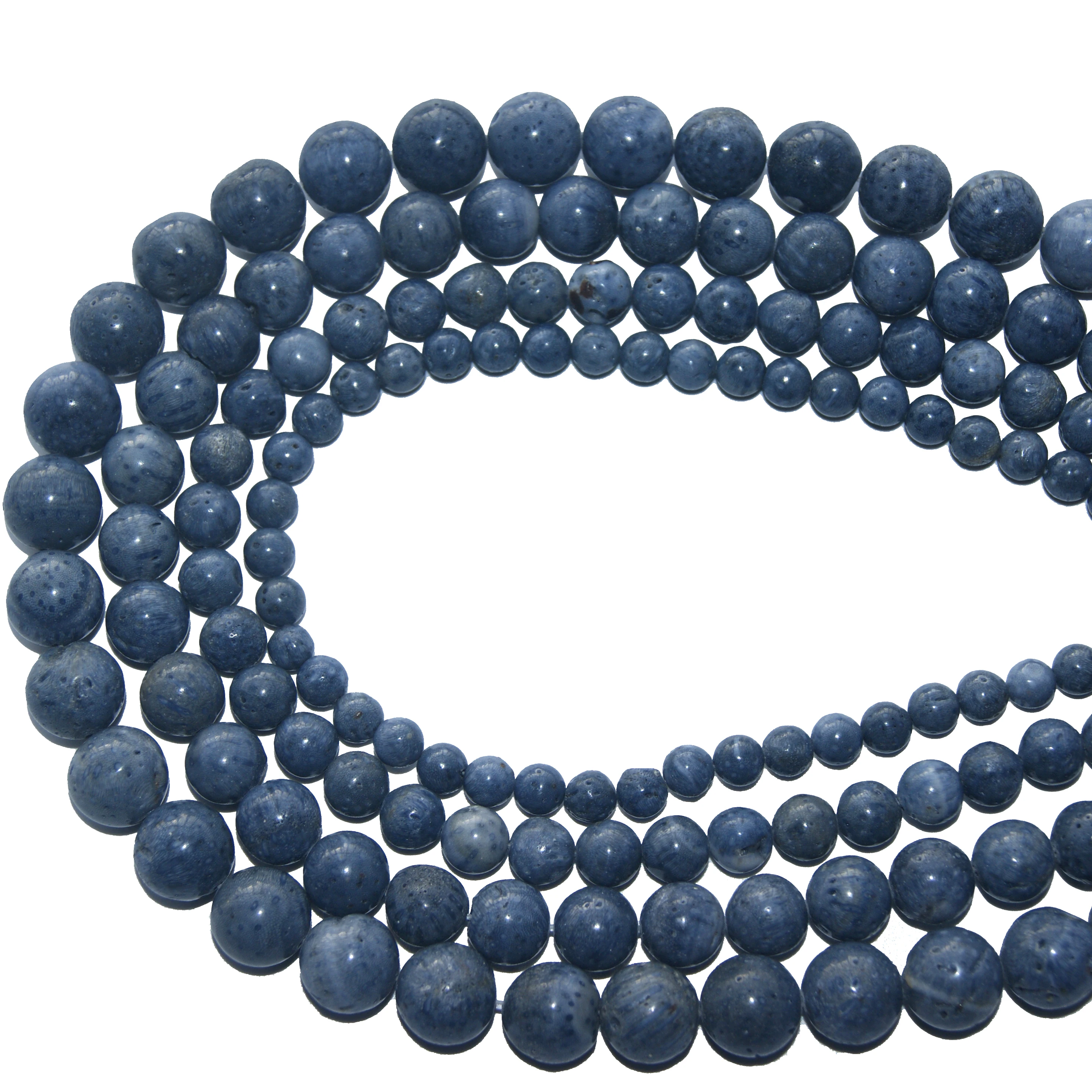 Engros natursten Blå Koral Runde Løse Perler 4 6 8 10 12 MM Pick Størrelse Til Smykker at Gøre DIY Armbånd Halskæde Materiale 1