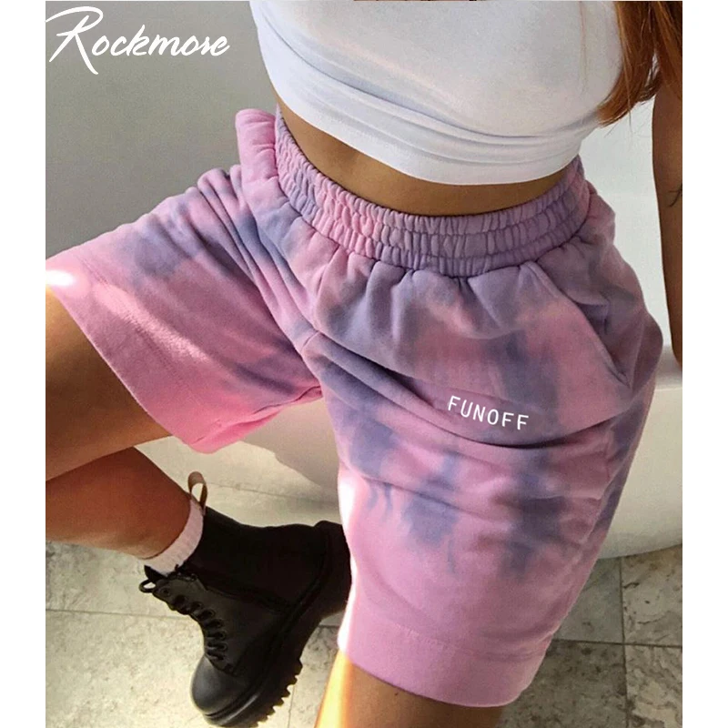 Rockmore Tie Dye Shorts Kvinder Plus Size Brev Trykt Sweatpants Med Lommer I Korte Bukser Om Sommeren Overdimensionerede Høj Waised Shorts Damer 2