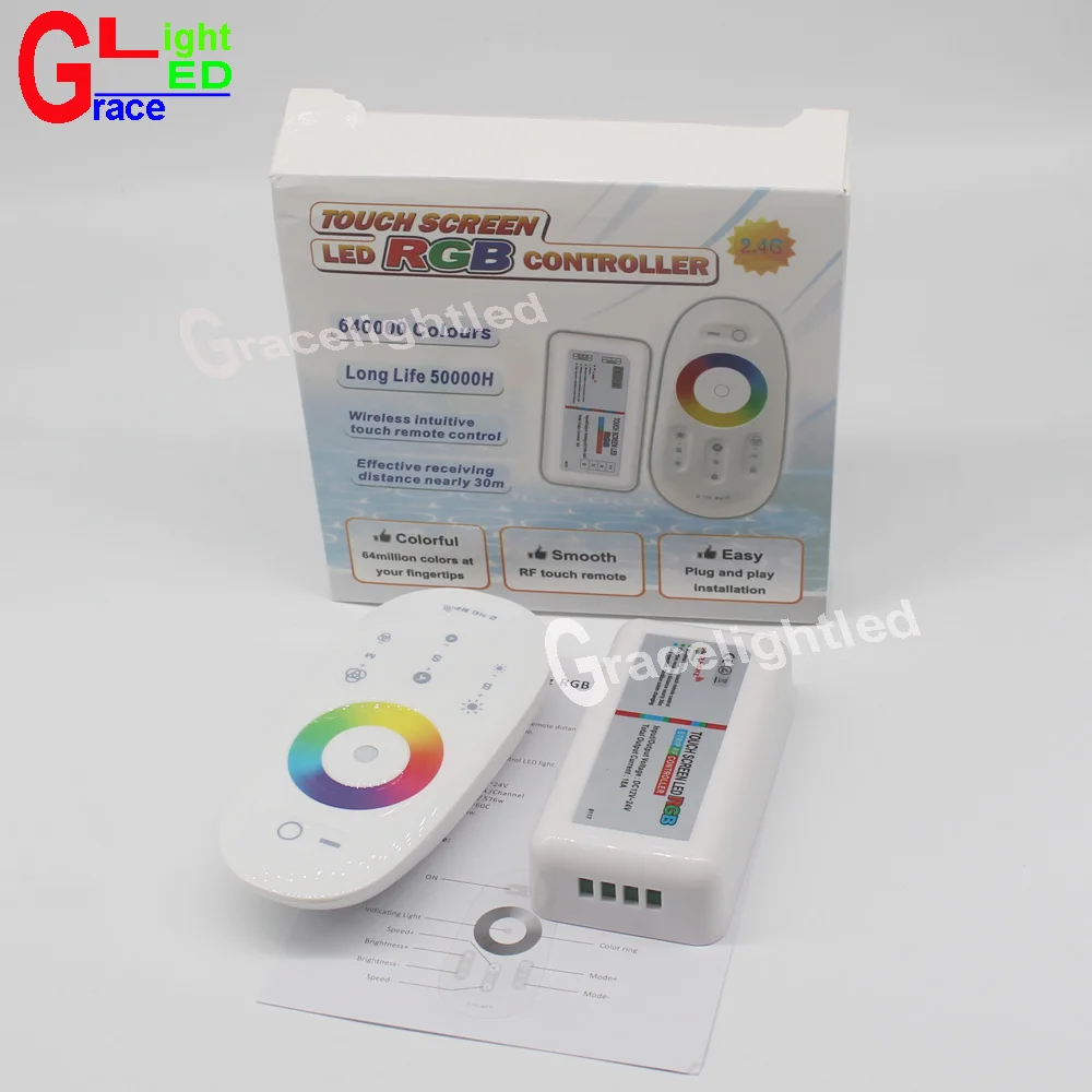 2,4 G RGB LED Controller 3Channels 18A DC12-24V Touch Screen Remote Control for 5050 3528 RGB LED Strip light 1