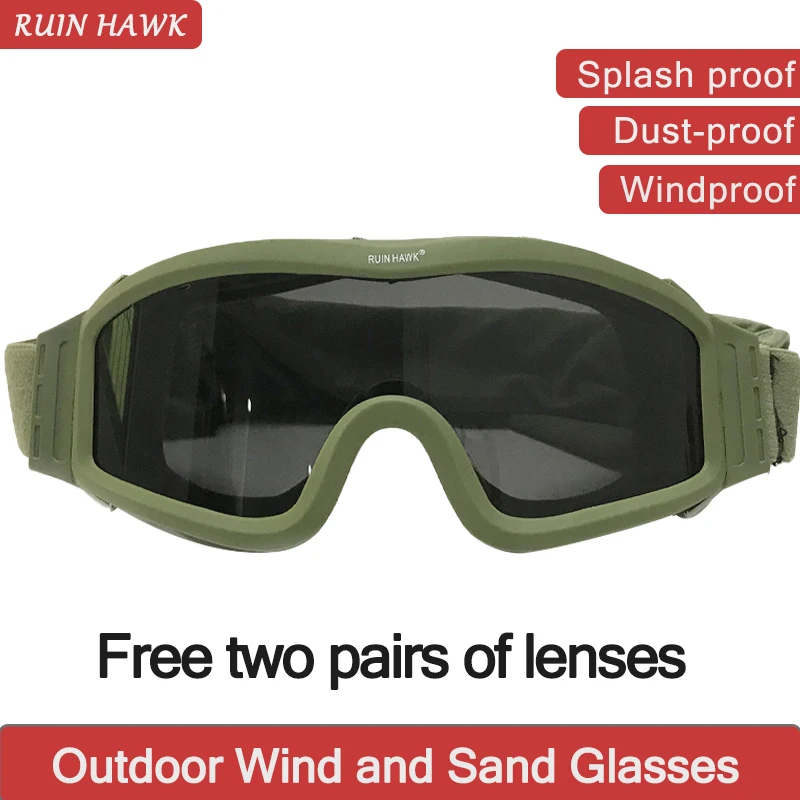 Taktisk UV-Beskyttelsesbriller, Vindtæt Sport Beskyttelsesbriller, Anti-Tåge Airsoft Jagt Skydning Beskyttende Militære Bekæmpelse af Briller Briller 3 Linse 2