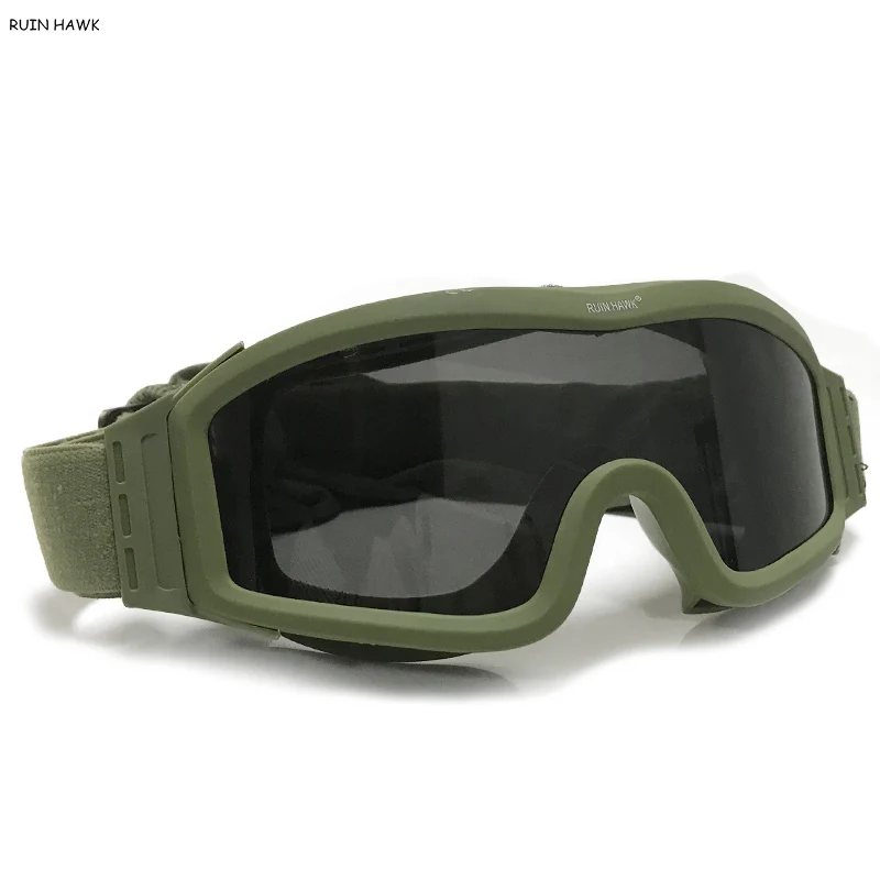 Taktisk UV-Beskyttelsesbriller, Vindtæt Sport Beskyttelsesbriller, Anti-Tåge Airsoft Jagt Skydning Beskyttende Militære Bekæmpelse af Briller Briller 3 Linse 4