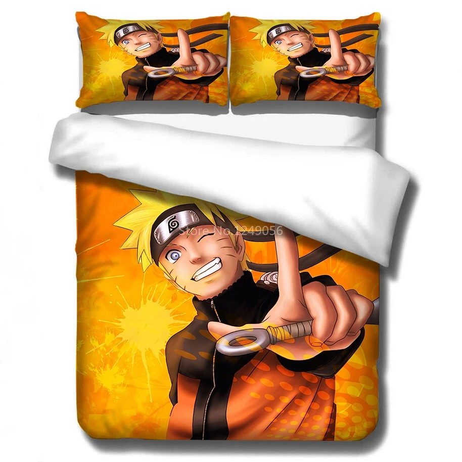 NARUTO Digital Udskrivning 3d-Sengetøj Sæt Populære Uzumaki Naruto Sasuke Uchiha Karakter Duvet Cover Sæt med Pudebetræk King Size 5