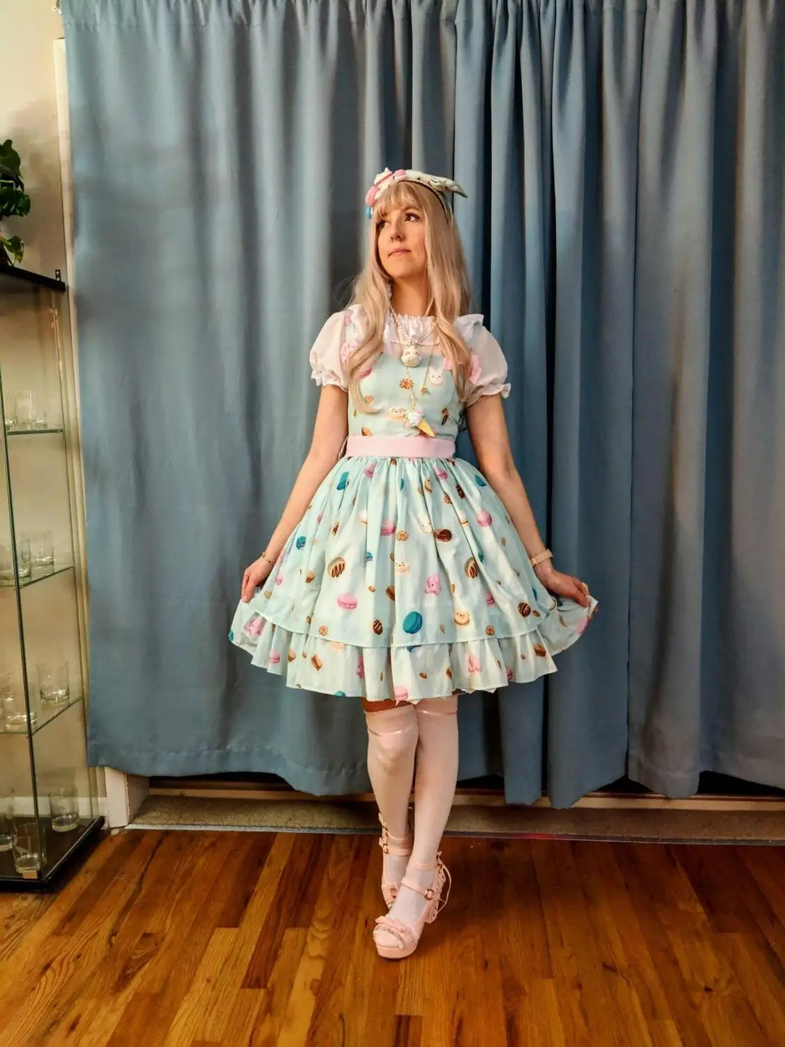 Japansk Stil Sød Sløjfe Blonder Candy Farve Prinsesse Sko Spænde Remmen Høje Hæle Søde Lolita Sko PINK/HVID/Abrikos 4