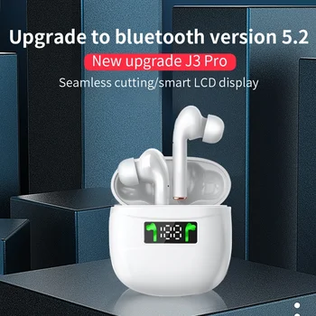 J3 PRO Hovedtelefoner TWS Bluetooth 5.2 Hovedtelefoner Trådløse Øretelefoner Bas, Stereo LED Display Genopladelige Trådløse Hovedtelefoner