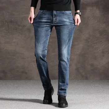 Tynde Herre Jeans Slim Fit Stretch Blå Denim Jeans til Manden Tøj 2021 Forår, Efterår