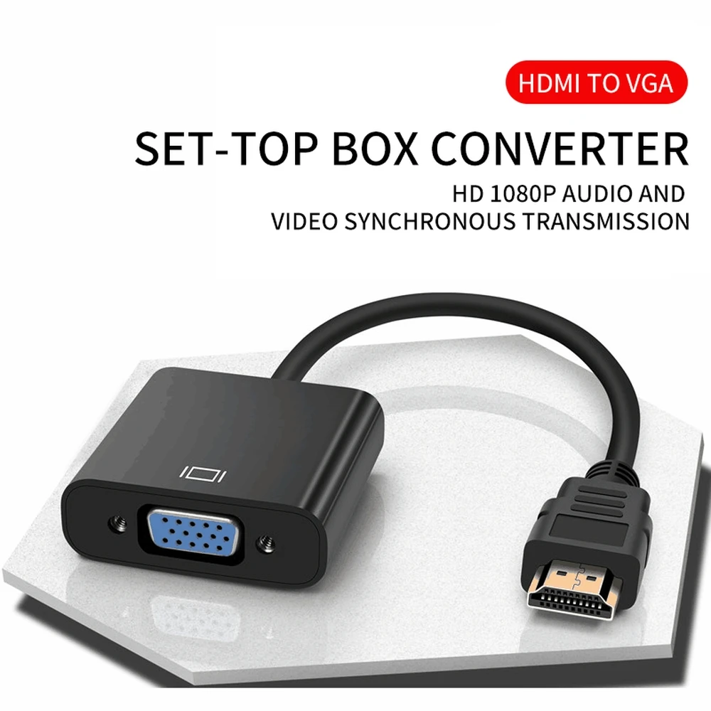 Svane Kapel cyklus HDMI Til VGA Kabel Adapter Til PC, PS4-TV-Boksen Bærbar Projektor Displayer  HDTV 1080P HDMI Til VGA Audio Kabel Konverter Adapter / butik ~  www.okocater.dk