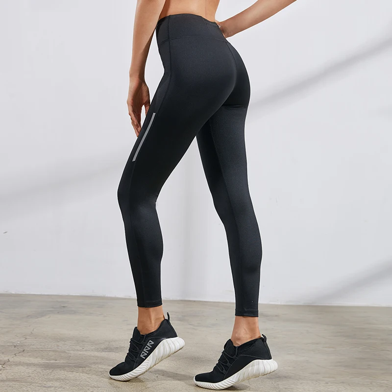 VANSYDICAL Komprimeret Yoga Bukser Kvinder Reflekterende løbetights med Lynlås Lomme Elastik Høj Talje Leggings / Yoga ~