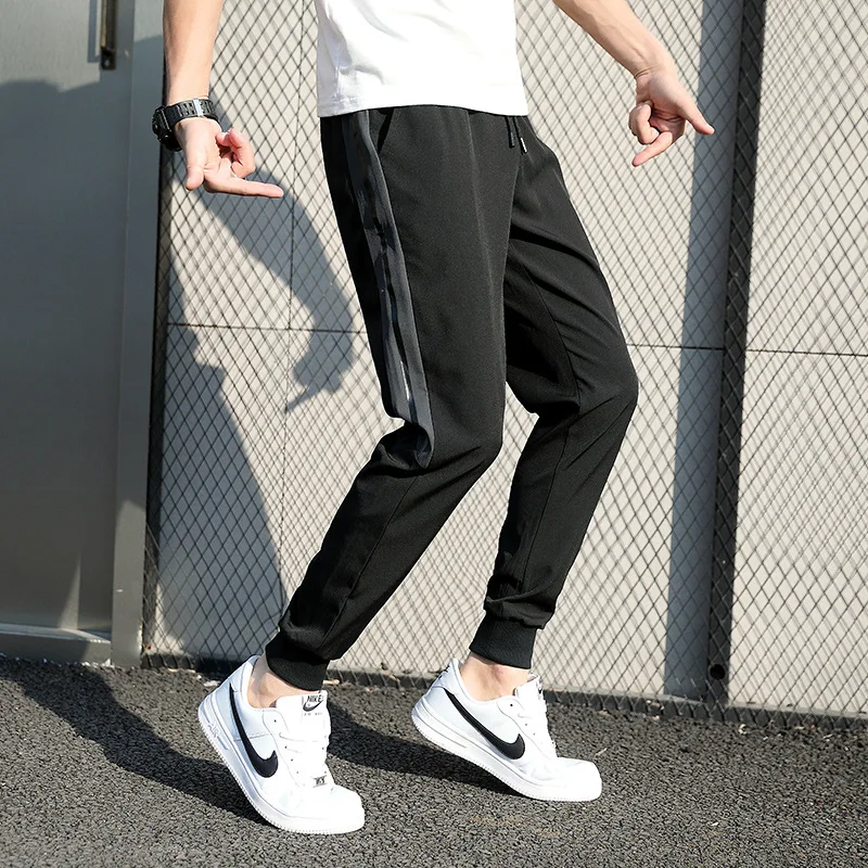 Regular Fit Afslappet Bukser Side-Stribe Sort Blyant Bukser Harajuku Streetwear Mode Sweatpants Herre Tynd Ankel-Længde Varme Bukser ~ www.okocater.dk