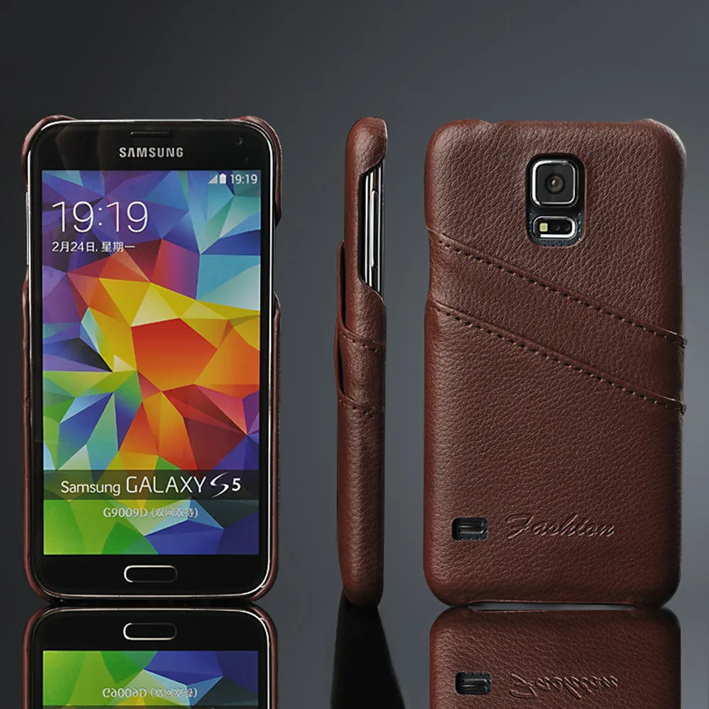 Luksus Litchi Ægte Læder Taske Til Galaxy S5 Neo S6 S7 Kant S8 S8 Plus Note5 Tilbage Til Ultra Tynd / Mobiltelefon Tilbehør ~