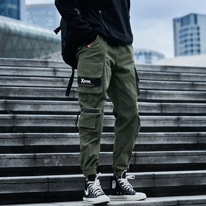 SingleRoad Herre Cargo Mænd Mode 2020 Baggy Koreansk Stil Joggere Hip Hop Japansk Streetwear Bukser Grønne Bukser Til Mænd / Bukser ~ www.okocater.dk