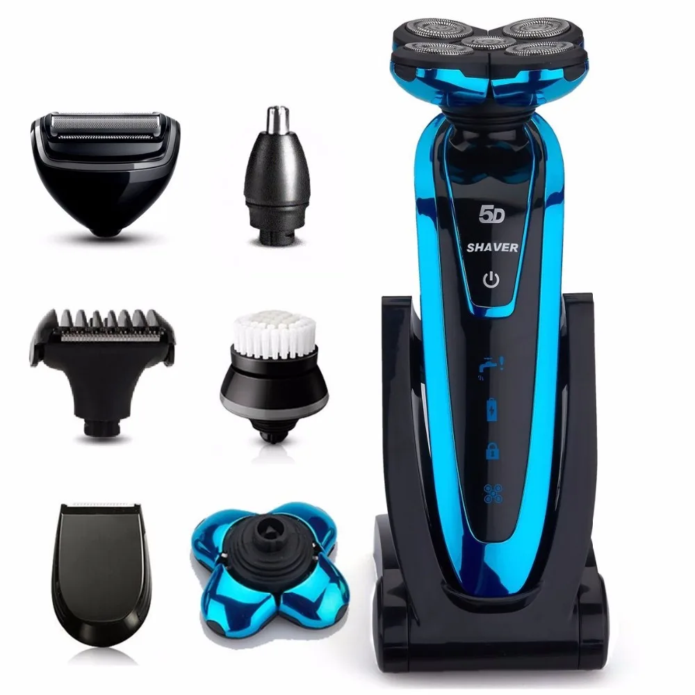 6in1 våd/tør barbering maskine 5D Shaver Genopladeligt Elektrisk Shaver bærbare Elektriske Barbermaskiner Til Mænd skæg rejse grooming kit / butik ~