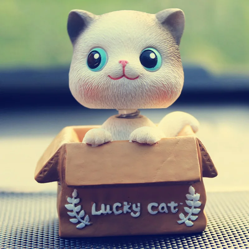 Bil Tegnefilm Søde Kat Hovedet Dekorationer Lucky Cat Kat Pet Creative Interiør Produkter Dejlige Katte Kan Dropshipping / Pynt ~