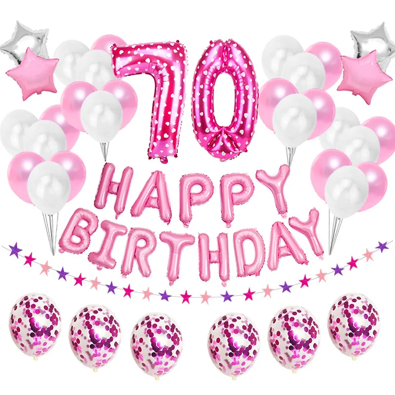70 års Fødselsdag Rose Gold "Happy Birthday", Balloner Fødselsdag Part  Dekorationer Voksen 70 års Fødselsdag med Indretning af Forbrugsstoffer /  Event & Fest ~ www.okocater.dk