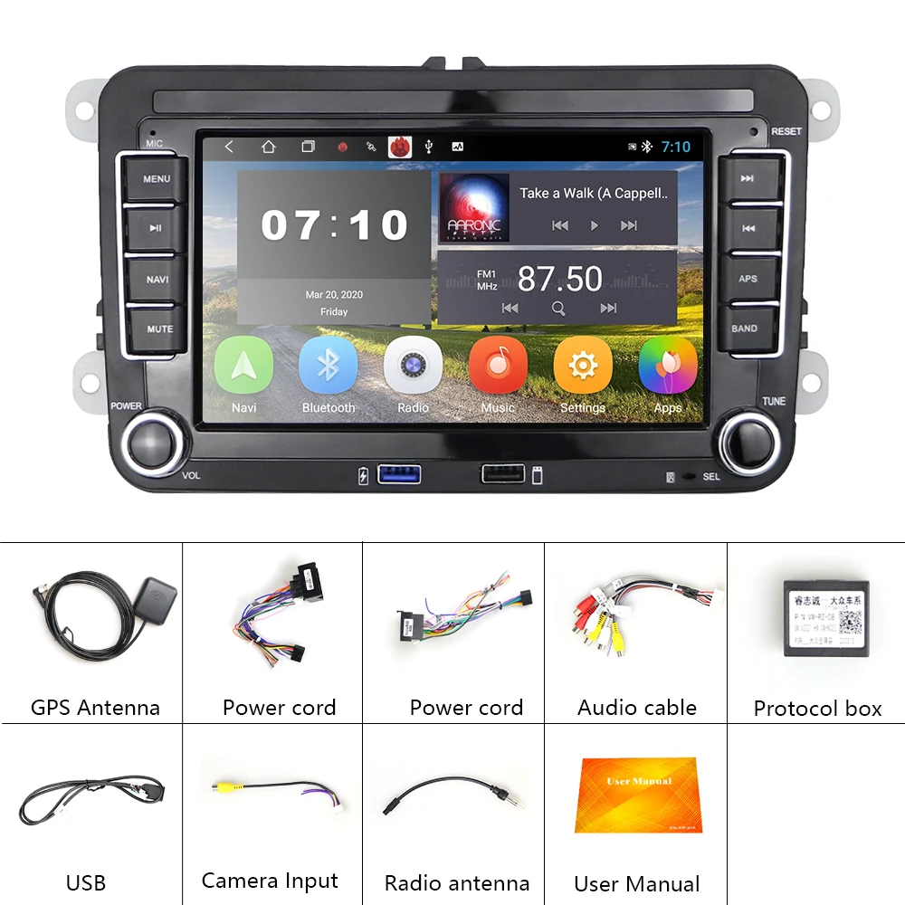 Podofo 2G+32G Android 10.0 2 din-Car Multimedia-Afspiller Radio GPS Til Volkswagen Passat B6 Touran GOLF5 POLO Tiguan / Bil Intelligent System ~ www.okocater.dk