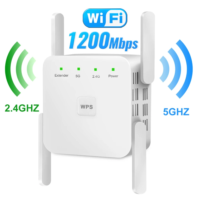5G WiFi Repeater Wireless Wifi Forstærker Hjem Wi-fi-Signal Booster 1200Mbps Router, Wi Fi Long Range Internettet Forstærker / Computer & Kontor ~ www.okocater.dk
