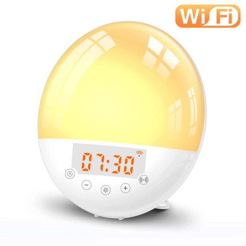 hjælpe Atlantic Minimer WiFi Smart Wake Up Light Digitale Hverdag, Vækkeur Solopgang/Solnedgang  Tuya APP Arbejder Med Amazon Alexa Google Home Smart Home / butik ~  www.okocater.dk